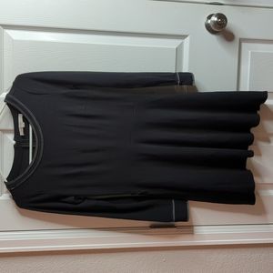 Loft long sleeve black dress with white stitching size 0